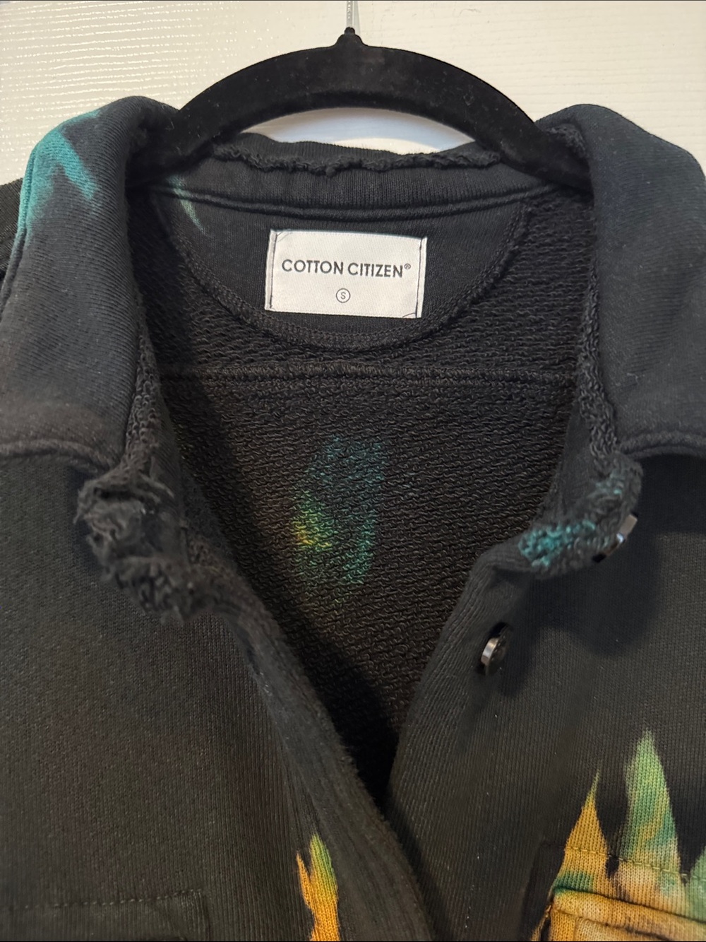 Cotton Citizen Brooklyn Tie-Dye Black Sweatshirt Button Down Women’s Size S - Picture 2 of 9